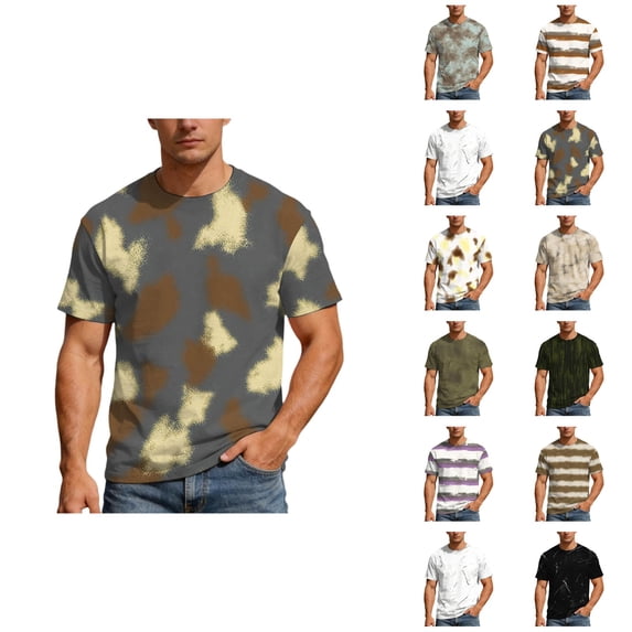 Tie Dye Shirt Men Summer Lightweight Short Sleeve Crewneck Loose Fit Casual T-Shirts Streetwear