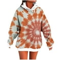 thumbnail image 1 of Tie Dye Shirt for Women Oversized Long Sleeved Hoodie Fall Winter Fashion Sweatshirt with Pockets Orange L, 1 of 5
