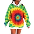 thumbnail image 1 of Tie Dye Shirt for Women Oversized Long Sleeved Hoodie Fall Winter Fashion Sweatshirt with Pockets Yellow-4 L, 1 of 5