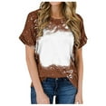 thumbnail image 1 of Tie Dye Shirts Women, AKOEE Cotton Polyester T Shirts Womens Loose Fit Crew Neck Casual Tops Summer 2025 (Medium, Brown), 1 of 6