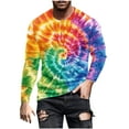thumbnail image 1 of Tie Dye Shirts for Men Long Sleeve Crew Neck Colorful Graphic Base Tee Shirt Casual Tshirts Spring Fall Tops (2XL, Multicolor), 1 of 5