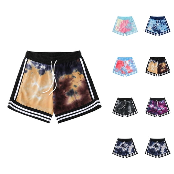 Tie Dye Shorts for Men 2026 Summer Casual Lightweight Breathable Elastic Waist Athletic Workout Gym Shorts with Pockets