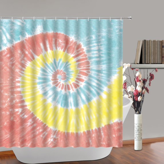 Tie Dye Shower Curtain Colorful Abstarct Spiral Watercolor Psychedelic Boho Visual Illusi