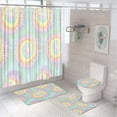 thumbnail image 1 of Tie Dye Shower Curtain Set Colorful Abstract Spiral Psychedelic Boho Bathroom Curtain Non-Slip Rug Toilet Cover Bath Mat, 1 of 5