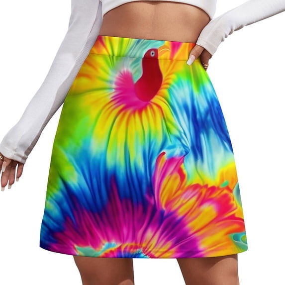 Tie Dye Skirt Woman Yellow Blue Elegant Mini Skirts Summer Korean Fashion High Waist Desi