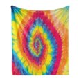 thumbnail image 1 of Tie Dye Soft Flannel Fleece Throw Blanket, Colorful and Abstract Batik Pattern with Spiral Shape Shibori Hippie Style, Cozy Plush for Indoor and Outdoor Use, 60" x 80", Multicolor, by Ambesonne, 1 of 5
