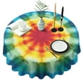 thumbnail image 1 of Tie Dye Soft Petal Ring Pattern Round Tablecloth 60"x60",Wrinkle Wipeable Table Cloth for Kitchen Dining Room Picnic Patio Party, 1 of 6