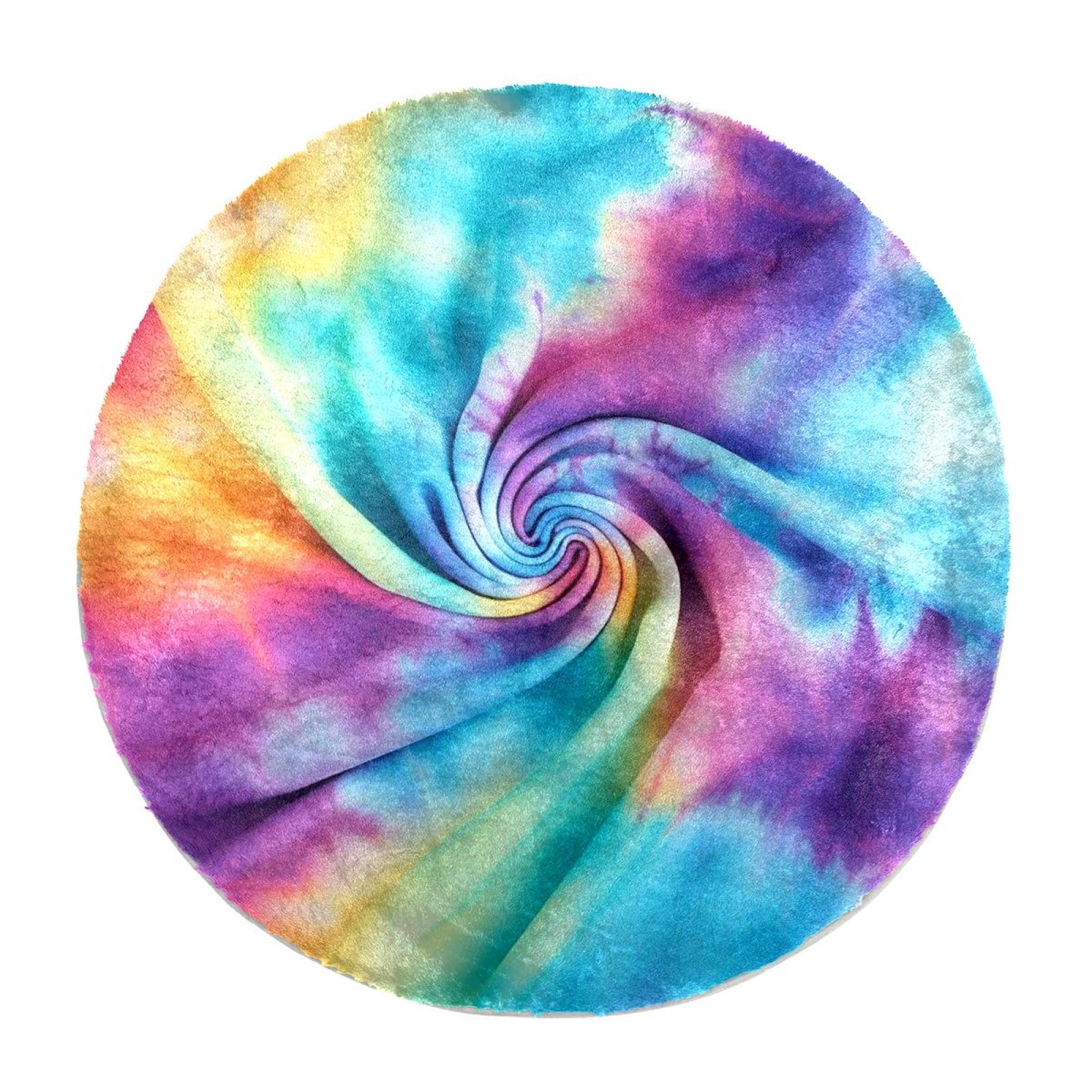 Tie-Dye Soft Round Rug, Fluffy Furry Circle Rug for Teens Kids Baby ...