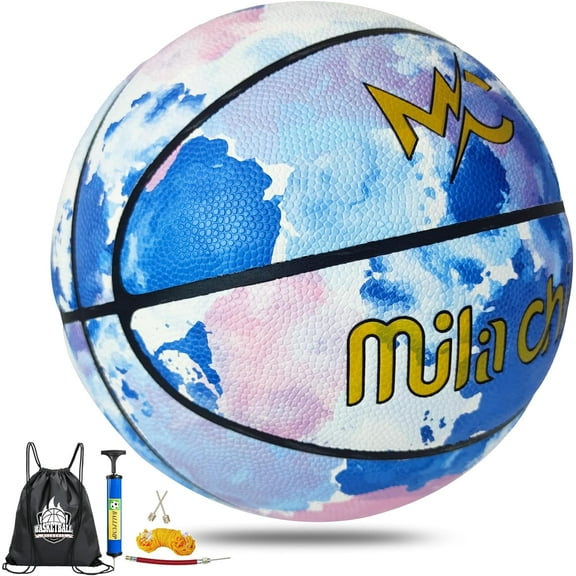 Tie Dye Street Basketball - Unique Indoor Outdoor Basketball in Composite PU Leather - Official Size 7 (29.5”) with Pump for Mens and Womens