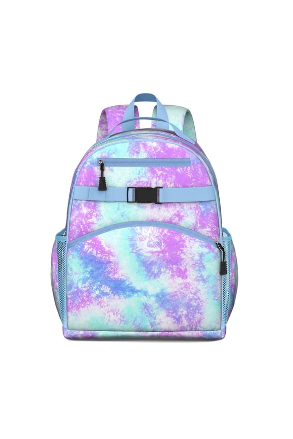 Tie Dye Student Backpack for Preschool Toddler Student Students Rainbow Tie Dye Vintage Boho Marble Retro Bohemian Multicolor Psychedelic Swirl Lightweight Durable Chest Strap