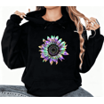 thumbnail image 1 of Tie Dye Sunflower Graphic Tee T-Shirt Print Top Regular Fit Hooded long-sleeved Black S-2XL, 1 of 7