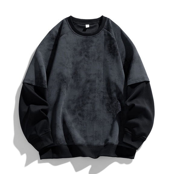 Tie-Dye Sweatshirts for Men Long Sleeve Crewneck Sweatshirt Mens Vintage Pullover Fake-Two-Piece Basic Comfort Going Out Streetwear Shirts Tops