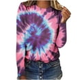 thumbnail image 1 of Tie Dye Sweatshirts for Women Casual Comfort Long Sleeve Blouses Baggy Crew Neck Pullover Tops Holiday Beach Party Outfits, 1 of 5