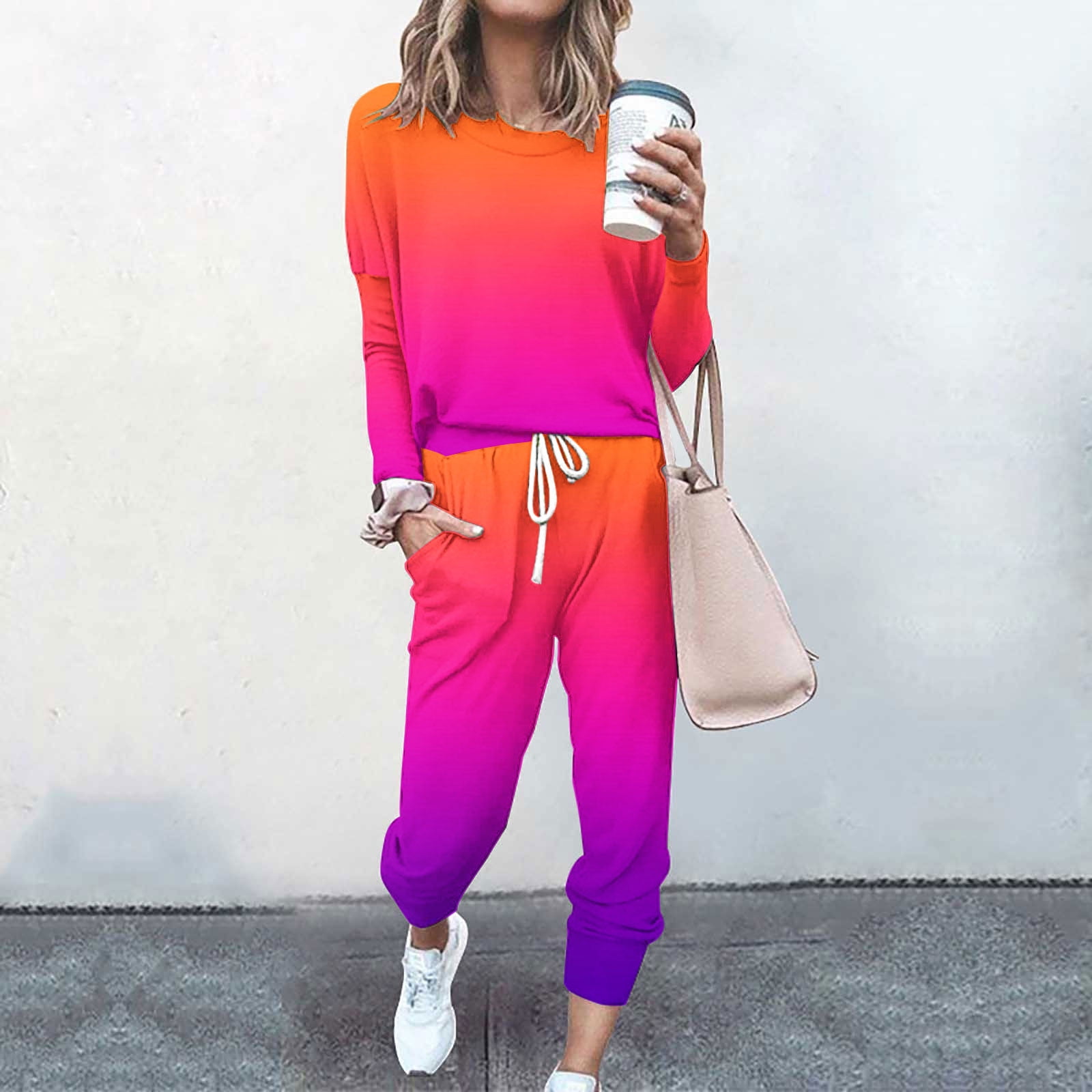 Cakulo Women's 2-Piece Lounge Set - Crewneck Sweatshirt & Jogger Pants, Matching Sweatsuit For Fall/Winter