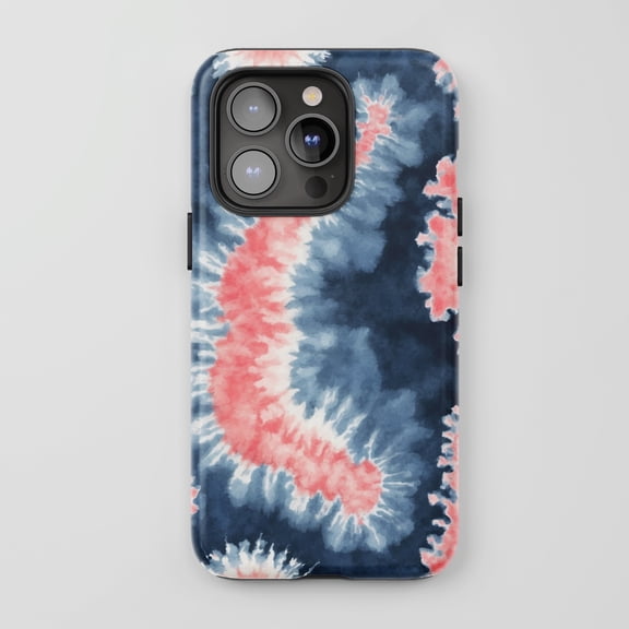 Tie Dye Swirl For All iPhone Series Tough Phone Case Abstract Blue Coral