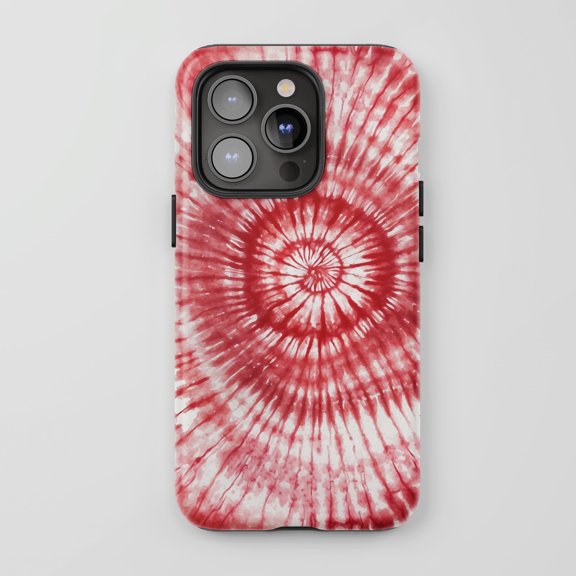Tie Dye Swirl For All iPhone Series Tough Phone Case Red White Retro