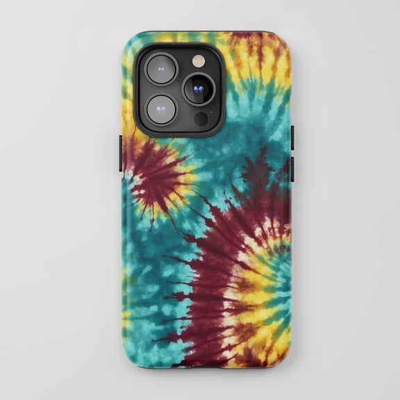 Tie Dye Swirl For All iPhone Series Tough Phone Case Retro Colorful