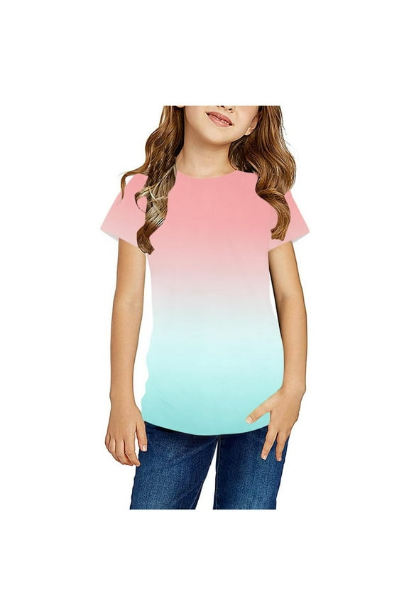 Tie Dye T-Shirt for Kids, Boys Girls 3D Graphic Printed T-Shirts Unisex Short Sleeve Summer Tees Rainbow Colorful Tie Dye Short Sleeve Shirts for Boys Girls Multicolor E 13-14 Years