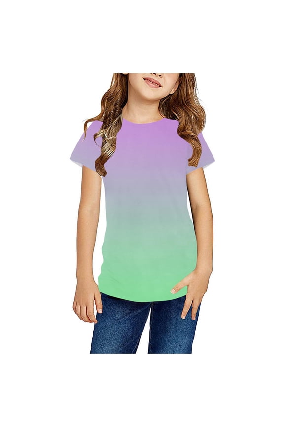Tie Dye T-Shirt for Kids, Boys Girls 3D Graphic Printed T-Shirts Unisex Short Sleeve Summer Tees Rainbow Colorful Short Sleeve Shirts Multicolor 7-8 Years
