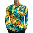 thumbnail image 1 of Tie Dye T-Shirts Mens Colorful Graphic Tee Shirt Long Sleeve Crew Neck Basic Tees for Men Spring Fall Tops (L, Tie-dye A), 1 of 5