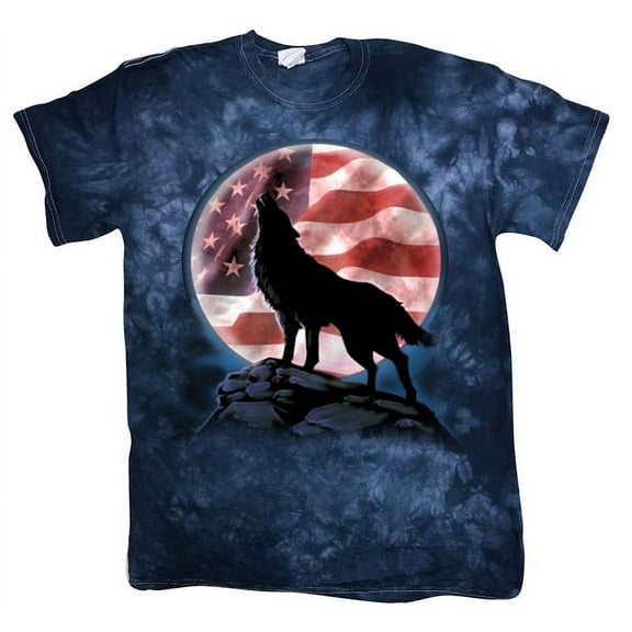 Tie Dye T-shirt American Flag Wolf Men's Graphic Tee
