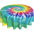 thumbnail image 1 of Tie Dye Tablecloth Round 60 Inch Vinyl Spring Rainbow Table Cloths for Parties Waterproof Fabric Tablecloths Decorative for Holiday Home Party Wedding, 1 of 6