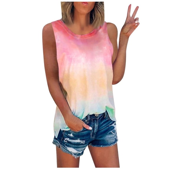 Tie Dye Tank Top Women Long Tunic Tank Tops for Women Athletic Tank Tops Womens Pleated Tops Beach Tank Tops for Women Wide Strap Tank Tops Ruched Womens Tees Red 5XL