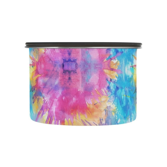 Tie Dye Tie Dye Rainbow Airtight Coffee Bean Canister 17oz Food Storage Containers with Lids For Gournd, Tea, Sugar, Flour, Rice, Cereal, Candy Cookie Jar