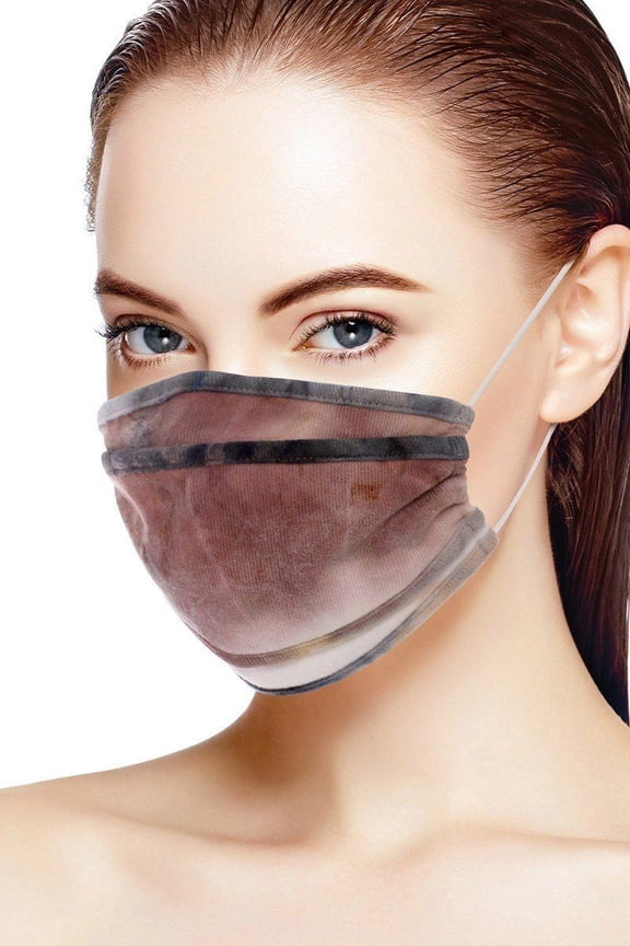Tie Dye Trifold Reusable Face Mask Peach/Black