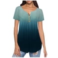 thumbnail image 1 of Tie Dye Tunic Tops for Women Plus Size 22/24 Henley Neck Button Ladies Blouses Clearance Gradient T Shirt Loose Fit Casual Short Sleeve Longline Summer Tee Long Length Pleated Shirts Blouse, 1 of 6