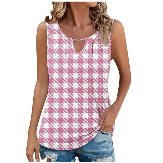 Tie Dye V Neck Tank Top Women Sleeveless Vest Multicolor Casual Basic Tunic Shirt Cotton Blouse Y2K Vacation Beach Tee With Keyhole Detail