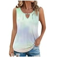 thumbnail image 1 of Tie Dye V Neck Tank Top Women Sleeveless Vest Multicolor Casual Basic Tunic Shirt Cotton Blouse Y2K Vacation Beach Tee With Keyhole Detail, 1 of 6
