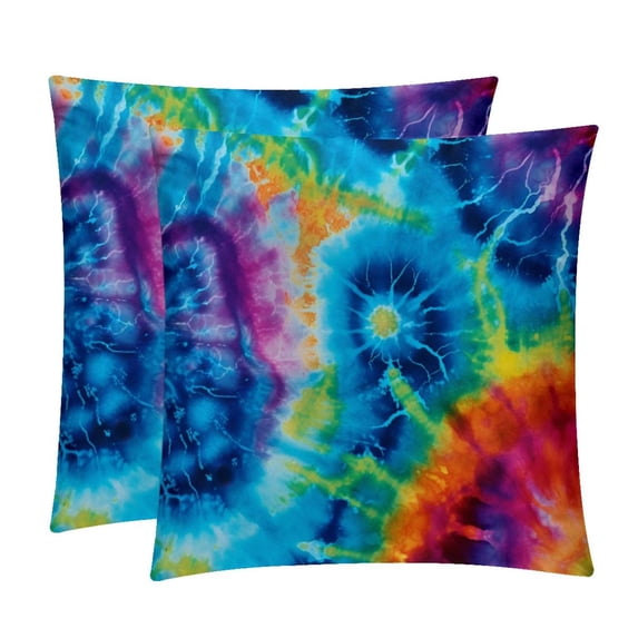 Tie Dye Velvet Bed Pillow Throw Covers Pillow Inserts Throw Pillows with Unique Patterns - Set of 2, Sizes 16x16, 18x18, 20x20 Inches for Various Occasions