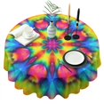 thumbnail image 1 of Tie Dye Vivid Petal Mandala Pattern Round Tablecloth 60"x60",Wrinkle Wipeable Table Cloth for Kitchen Dining Room Picnic Patio Party, 1 of 6