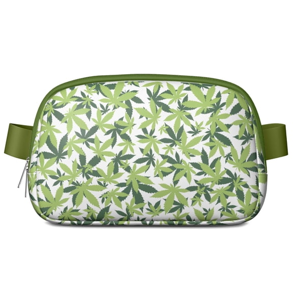 Tie Dye Weed Leaf Fanny Pack for Women – Psychedelic Cannabis Crossbody Bag with Waterproof Zippers – Minimalist Adjustable Belt Bag for Hiking, Festivals, Beach Trips