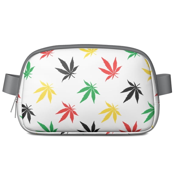 Tie Dye Weed Leaf Fanny Pack for Women – Psychedelic Cannabis Crossbody Bag with Waterproof Zippers – Minimalist Adjustable Belt Bag for Hiking, Festivals, Beach Trips