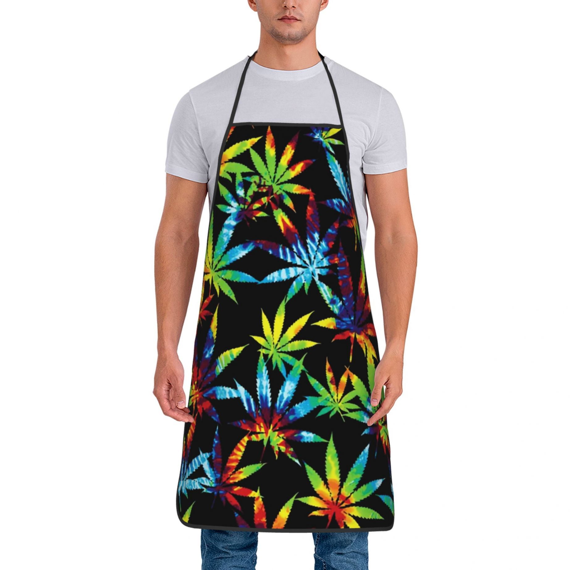 Tie Dye WeedLeaves Aprons for Women Men Waterproof Apron Kitchen Chef
