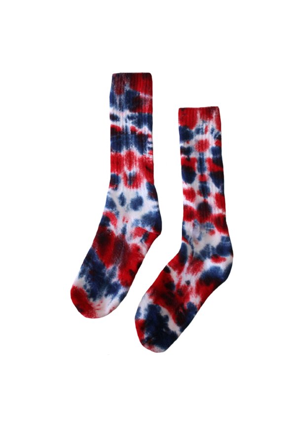 Tie Dye Women's Red/Blue Crew Socks (9/11)