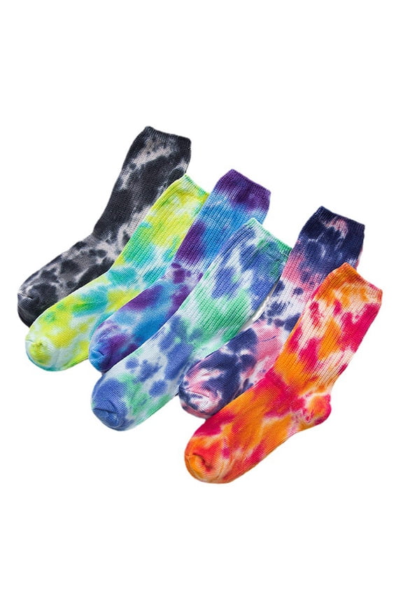 Tie Dye Women's Spring Fall Tie Dye Socks Mid Calf Cotton Mid Calf Breathable Versatile Pile Socks Red One Size