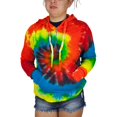 thumbnail image 1 of Tie Dye Womens 1/4 Zip Hoodie Rainbow SM, 1 of 2