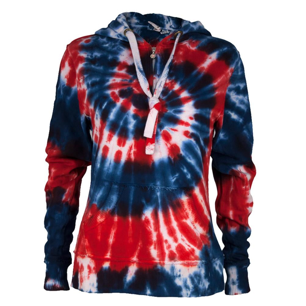 Red white and store blue tie dye hoodie