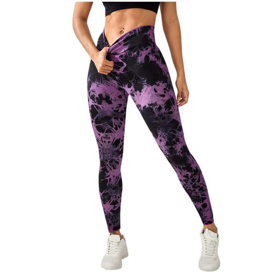 Tie-Dye Workout Leggings - Women's High Waist Tummy Control Yoga Pants Hip Lifting Bodycon