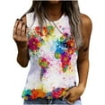 thumbnail image 1 of Tie Dye World Map Tank Tops for Women Funny Graphic Vest Casual Summer Sleeveless Tee Shirts Loose Holiday Blouses, 1 of 5