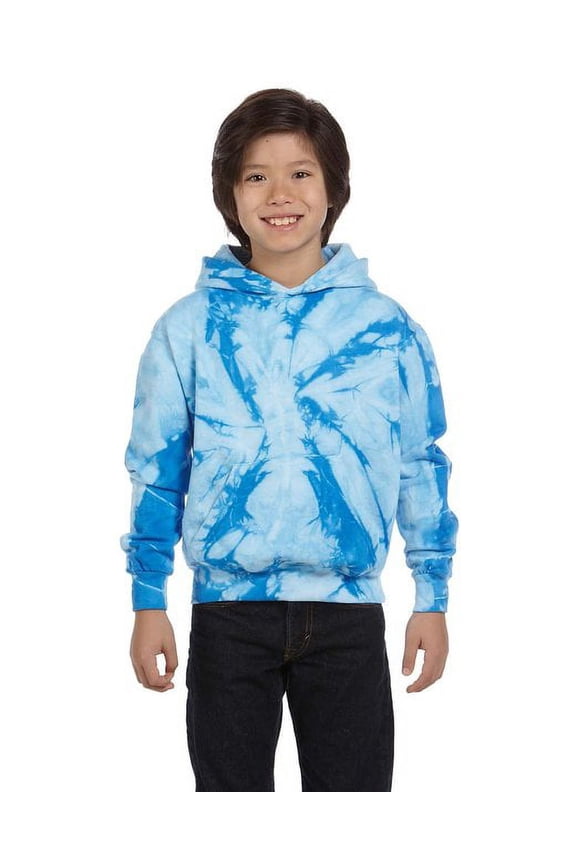 Youth 8.5 oz. Tie-Dyed Pullover Hooded Sweatshirt S SPIDER BABY BLUE
