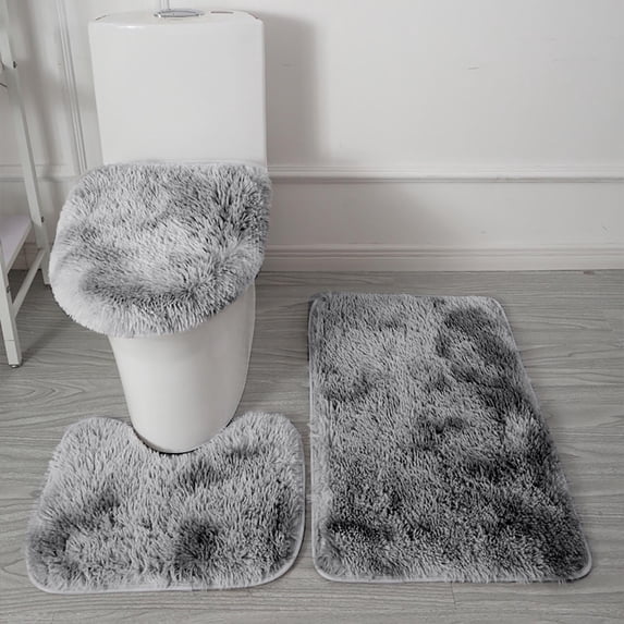 Tie Dyed Bathroom Three Piece Set Non Slip Absorbent Mat Set Decorative Bathroom Accessory Ideal For Bathtub Shower Area Toilet And Bathroom Floor Decoration