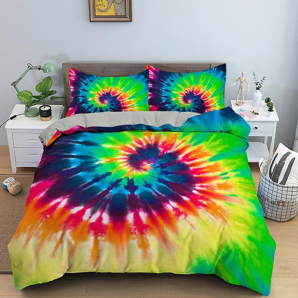 Tie Dyed Bedding Sets Duvet Cover Set Psychedelic Spiral Swirl Pattern
