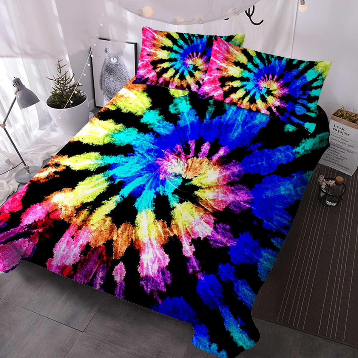Tie Dyed Bedding Sets Duvet Cover Set Psychedelic Spiral Swirl Pattern