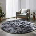 thumbnail image 1 of Tie-Dyed Dark Grey Round Rugs for Living Room, 8x8 Rug, Extra Large Circle Area Rug for Bedroom, Big Shag Fluffy Plush Carpet for Mens Home, Modern Cool Circular Rug, Soft Cozy Thick Rugs, 1 of 5