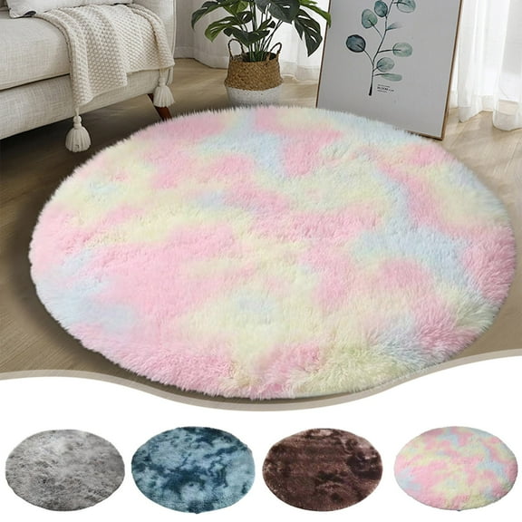 Tie Dyed Silk Wool Carpet, Round Soft Rug for Home Bedroom and Living Room, Easy to Care Coffee Table Blanket, Comfortable Floor Mat for Computer Chair and Reading Corners, by UKHCCC