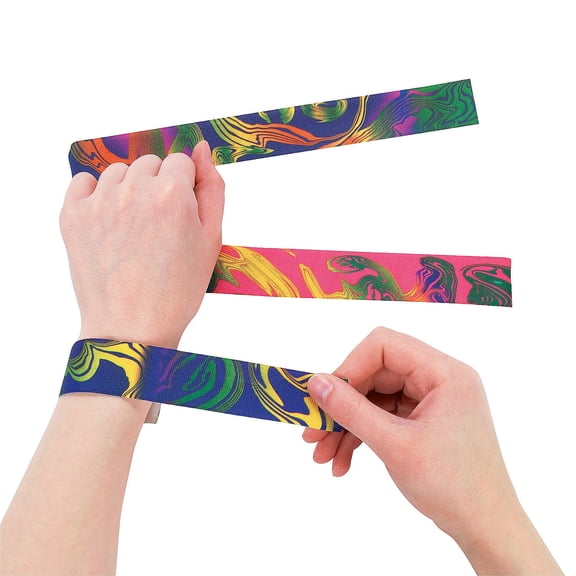 Tie-Dyed Slap Bracelets - Party Favors - 12 Pieces